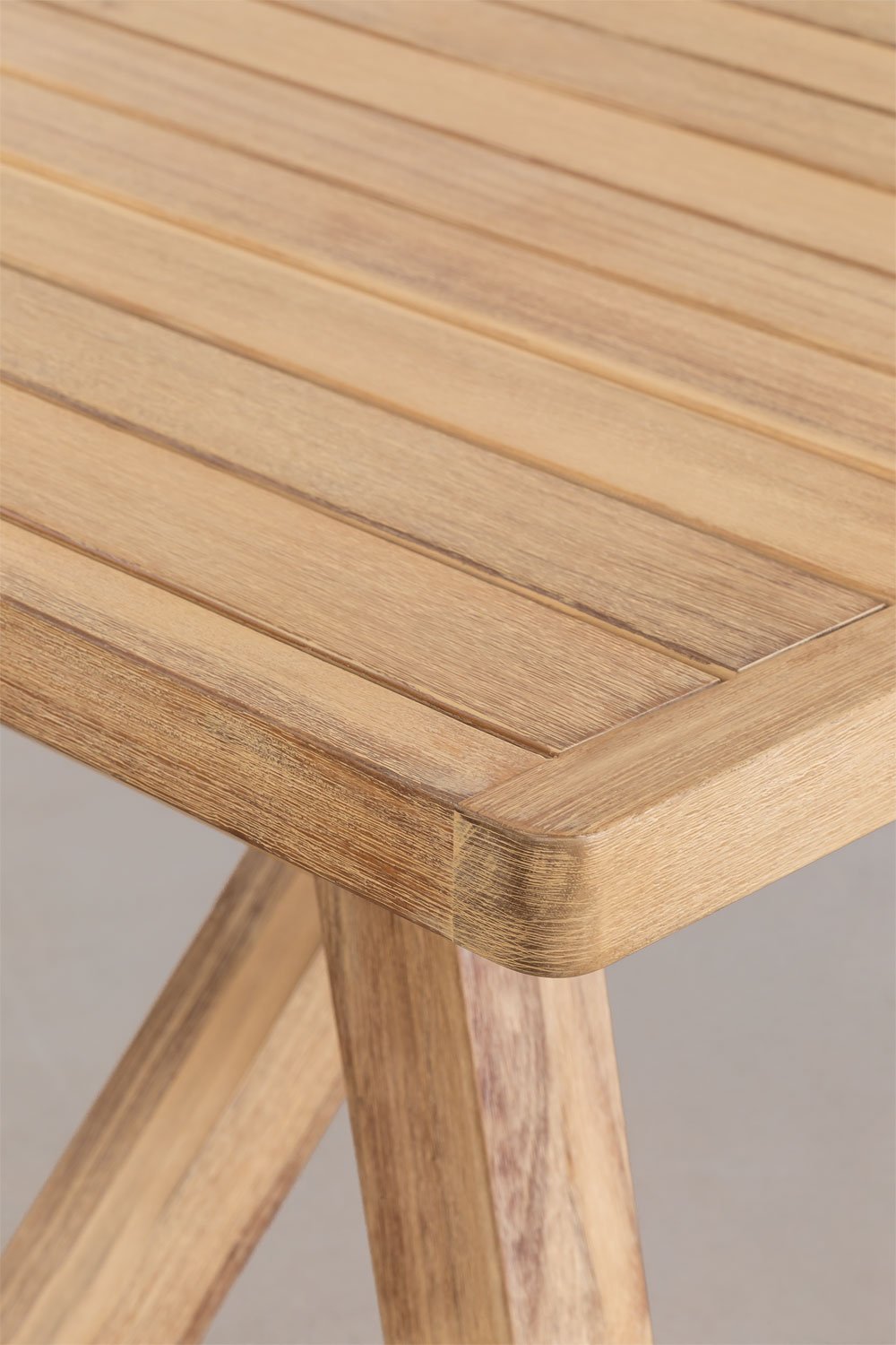 Set tavolo rettangolare allungabile 200-260-320x100 cm e 8 sedie da giardino con braccioli in legno di acacia Dubai