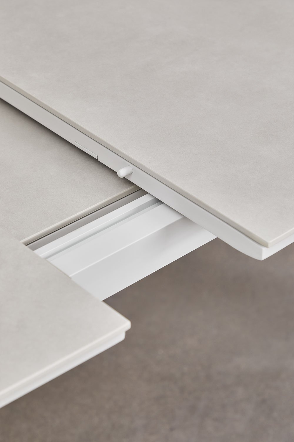 Set tavolo rettangolare estensibile 220-280x100 cm in ceramica Zinti e 10 sedie da giardino in alluminio e tessuto bouclé Sereil