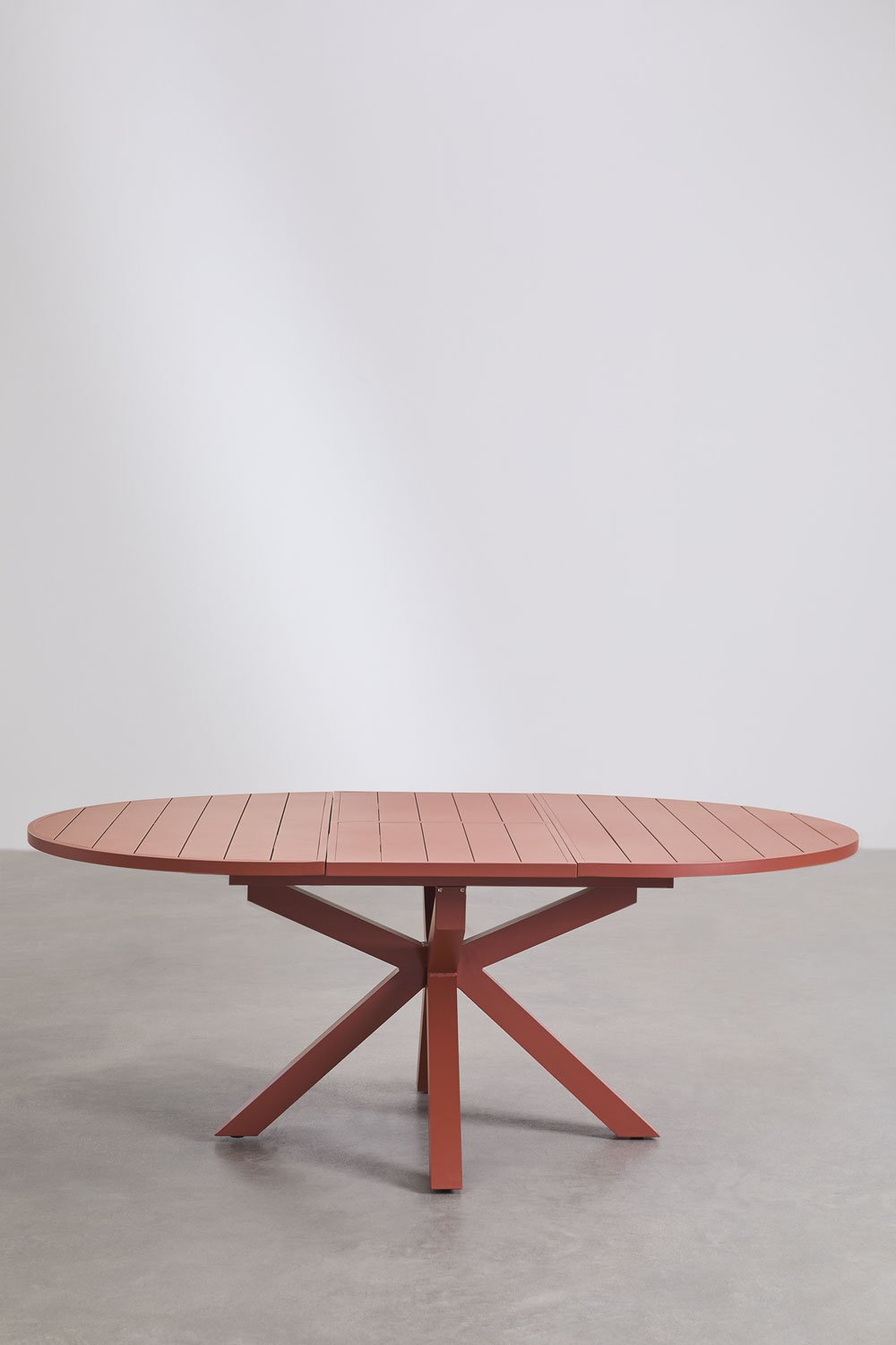 Set tavolo rotondo allungabile 145-200x145 cm Barces e 10 sedie da giardino impilabili con braccioli in alluminio Amatria