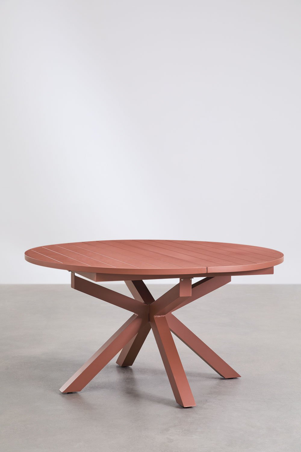 Set tavolo rotondo allungabile 145-200x145 cm in alluminio Barces e 10 sedie da pranzo impilabili con braccioli Ivor