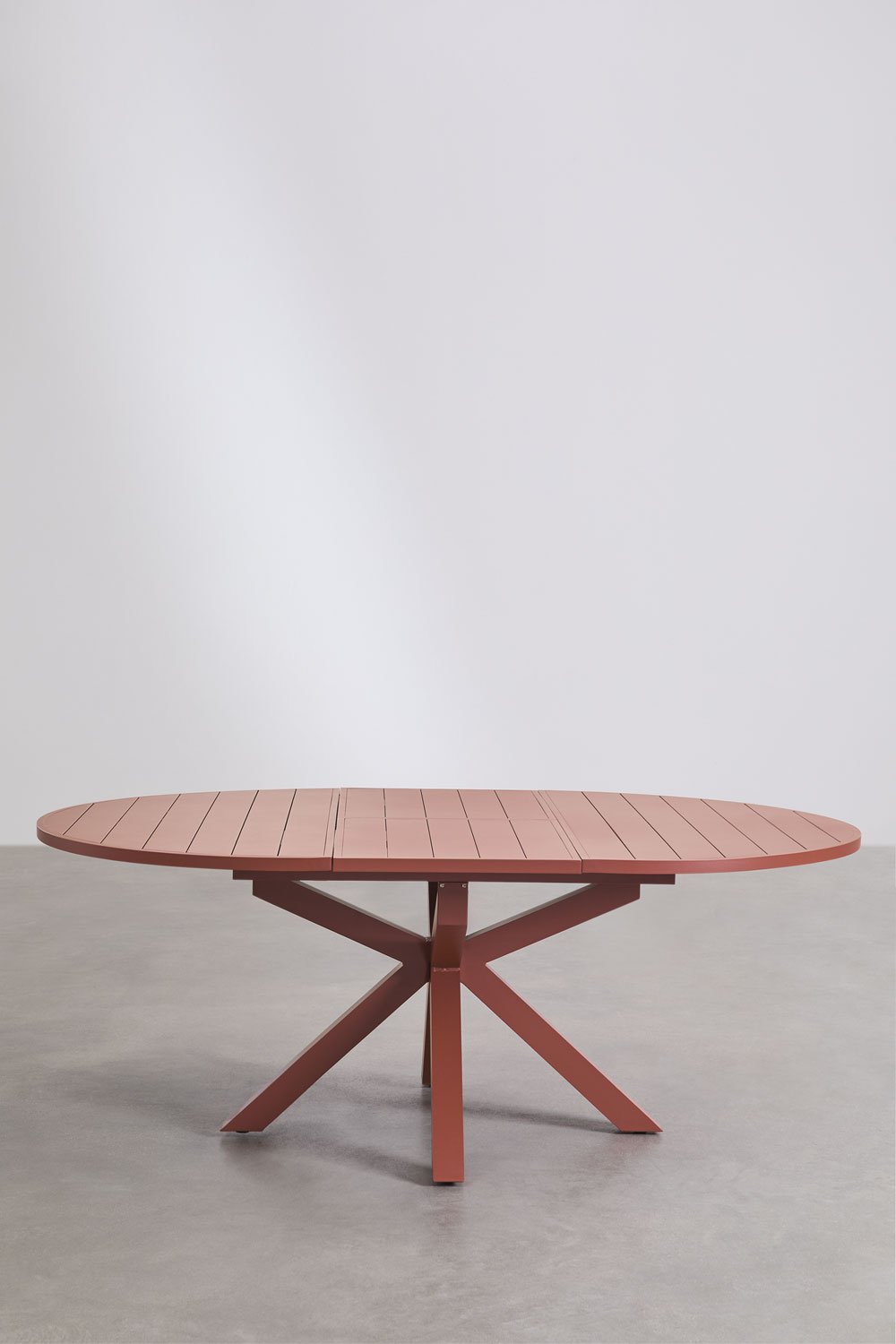 Set tavolo rotondo allungabile 145-200x145 cm in alluminio Barces e 10 sedie da pranzo impilabili con braccioli Ivor