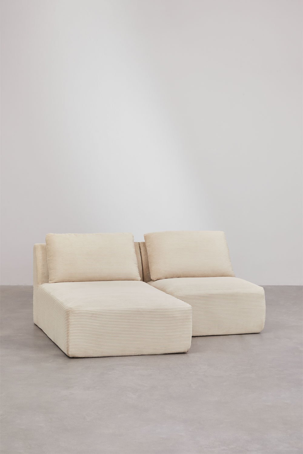 Divano componibile chaise longue sinistra 2 pezzi in velluto a coste sottovuoto Temple