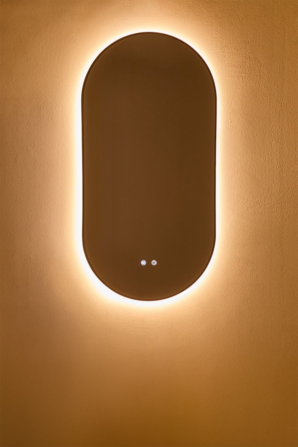 Specchio da parete ovale da bagno con luce LED e antiappannamento (50x100 cm) Asteiro