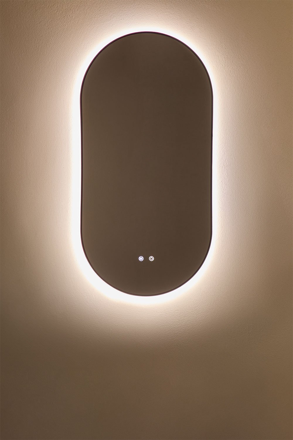 Specchio da parete ovale da bagno con luce LED e antiappannamento (50x100 cm) Asteiro