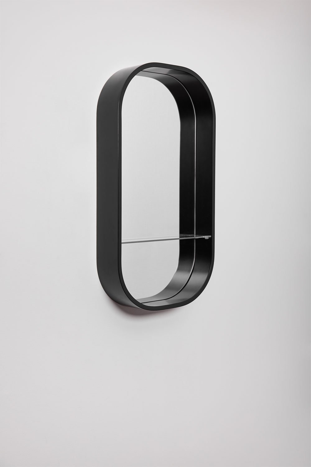 Specchio da parete ovale da bagno con mensola (50x90 cm) Warien