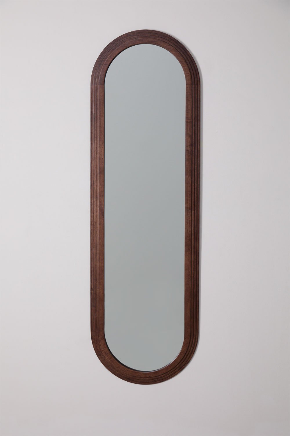Specchio ovale da parete 50x165 cm in legno di rovere Munar