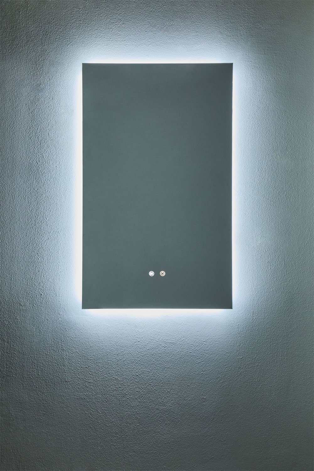 Specchio da parete rettangolare da bagno con luce LED e antiappannamento (55x90 cm) Kirvex