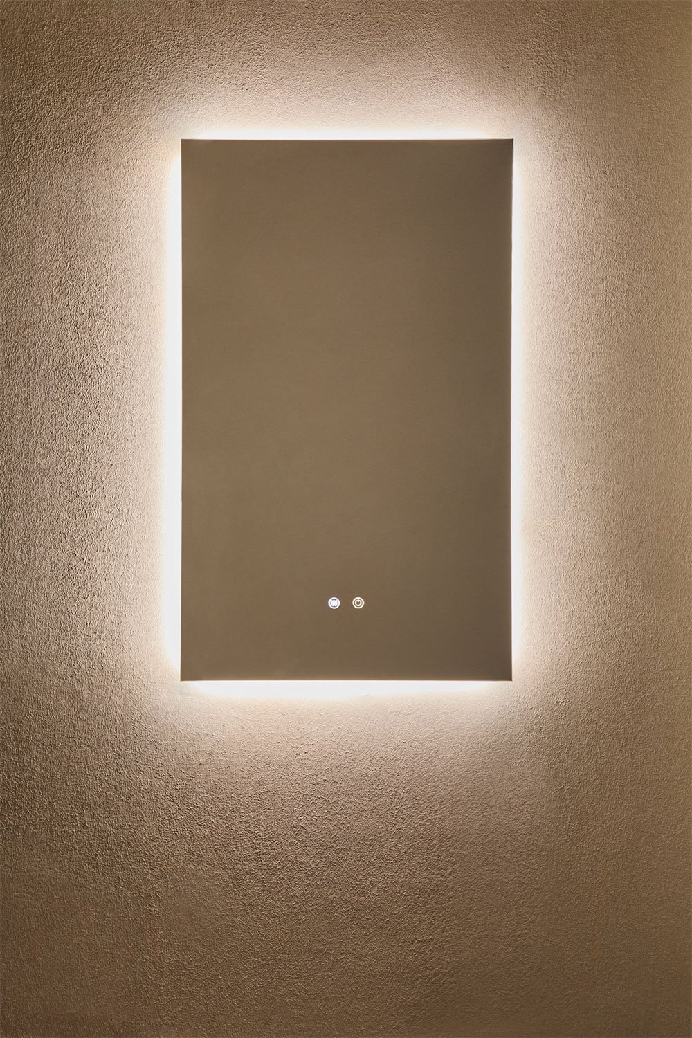 Specchio da parete rettangolare da bagno con luce LED e antiappannamento (55x90 cm) Kirvex