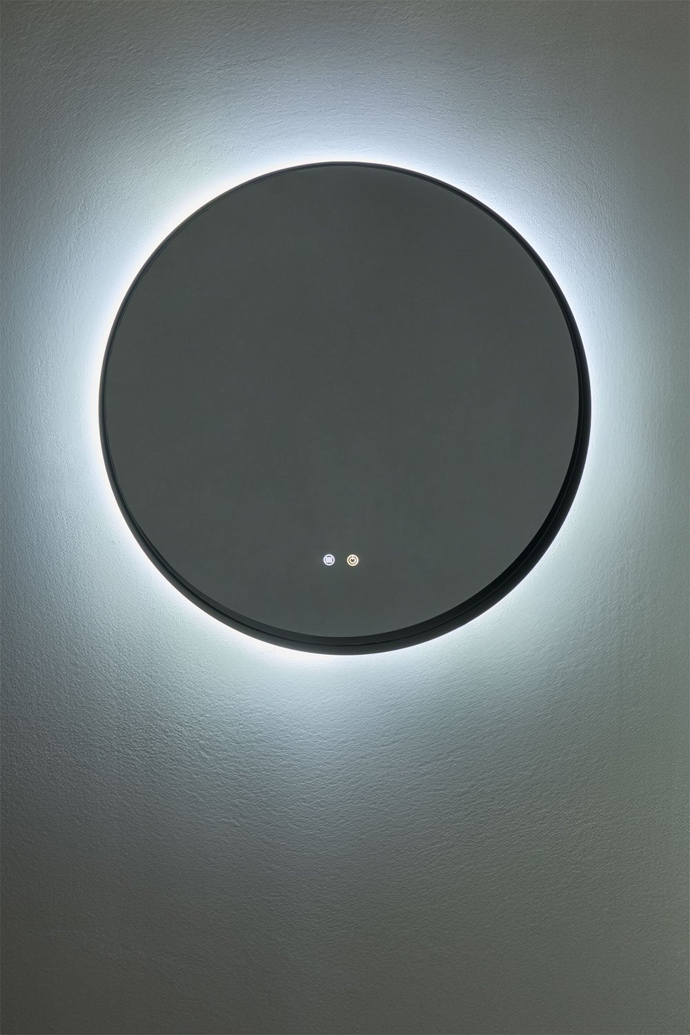 Specchio da parete rotondo da bagno con luce LED e antiappannamento (Ø80 cm) Kimacs