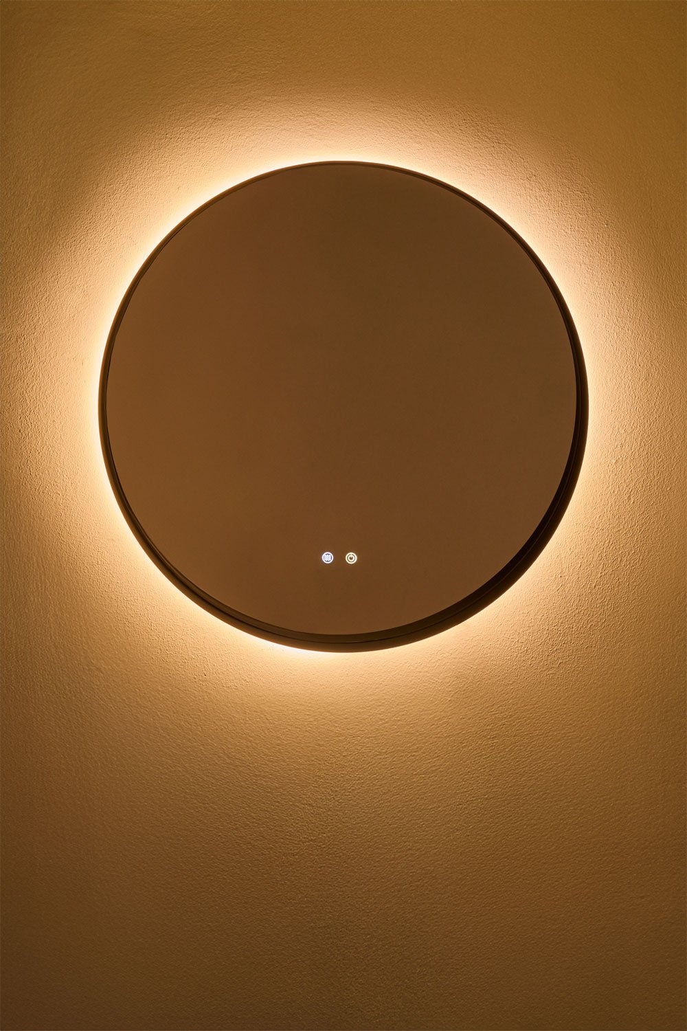 Specchio da parete rotondo da bagno con luce LED e antiappannamento (Ø80 cm) Kimacs