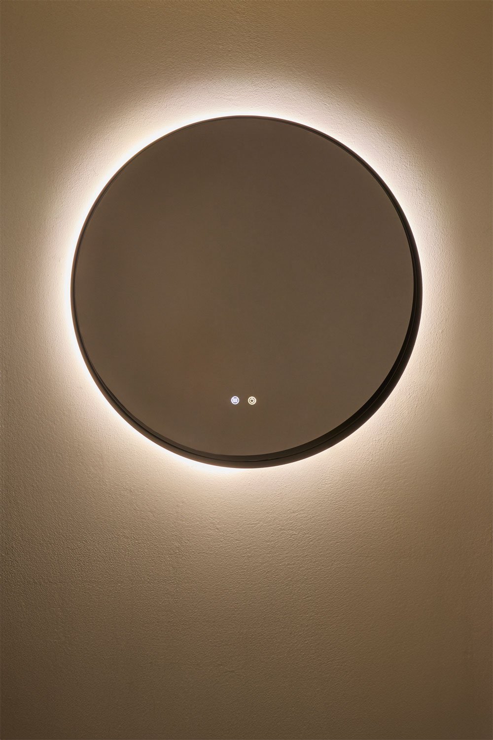Specchio da parete rotondo da bagno con luce LED e antiappannamento (Ø80 cm) Kimacs
