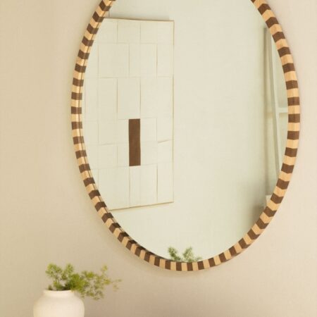 Specchio da parete rotondo in legno di rovere (Ø110 cm) Sapeira