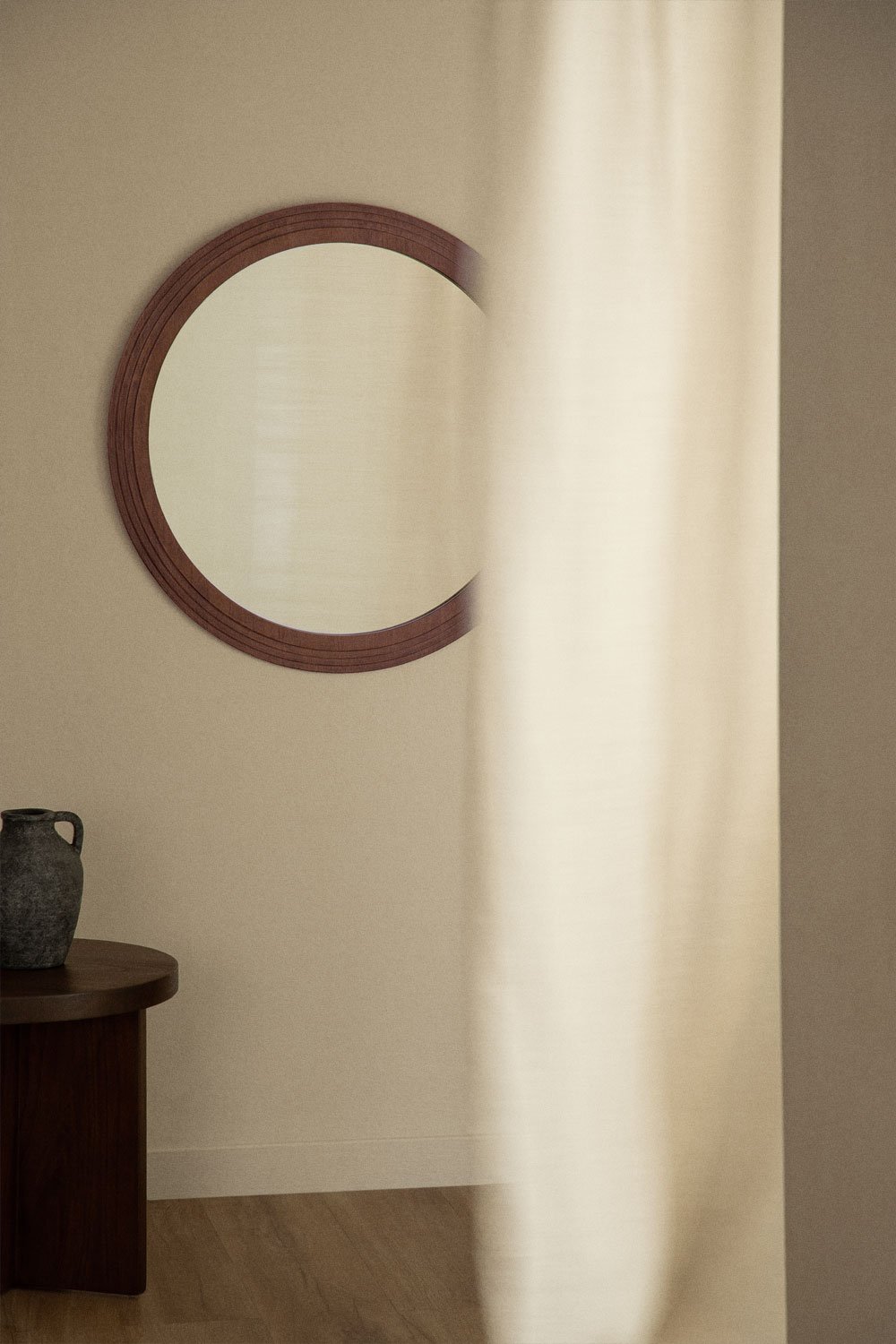 Specchio da parete rotondo in legno di rovere (Ø75 cm) Ozande