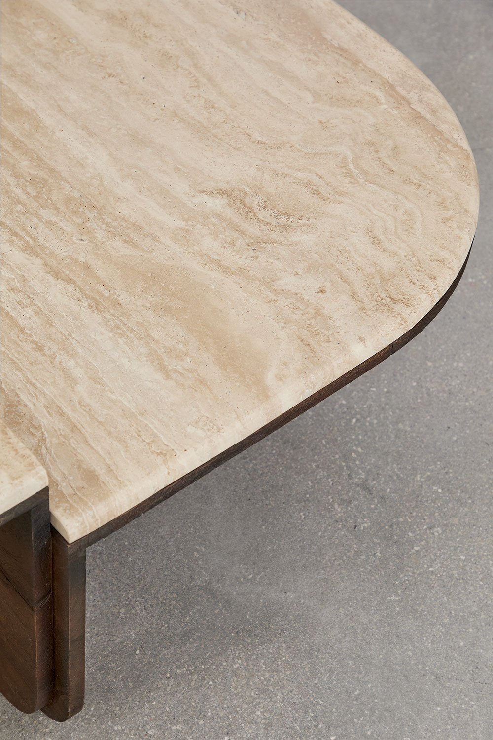 Tavolino da caffè 90x90 cm in pietra naturale e legno di mango Clotsh