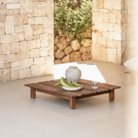 Tavolino da giardino rettangolare 85x75 cm in legno di acacia Brina