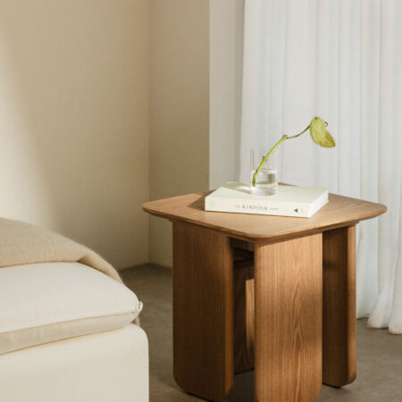 Tavolino quadrato 50x50 cm in MDF e impiallacciato frassino Ginger