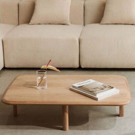 Tavolino rettangolare in legno di rovere Treveris