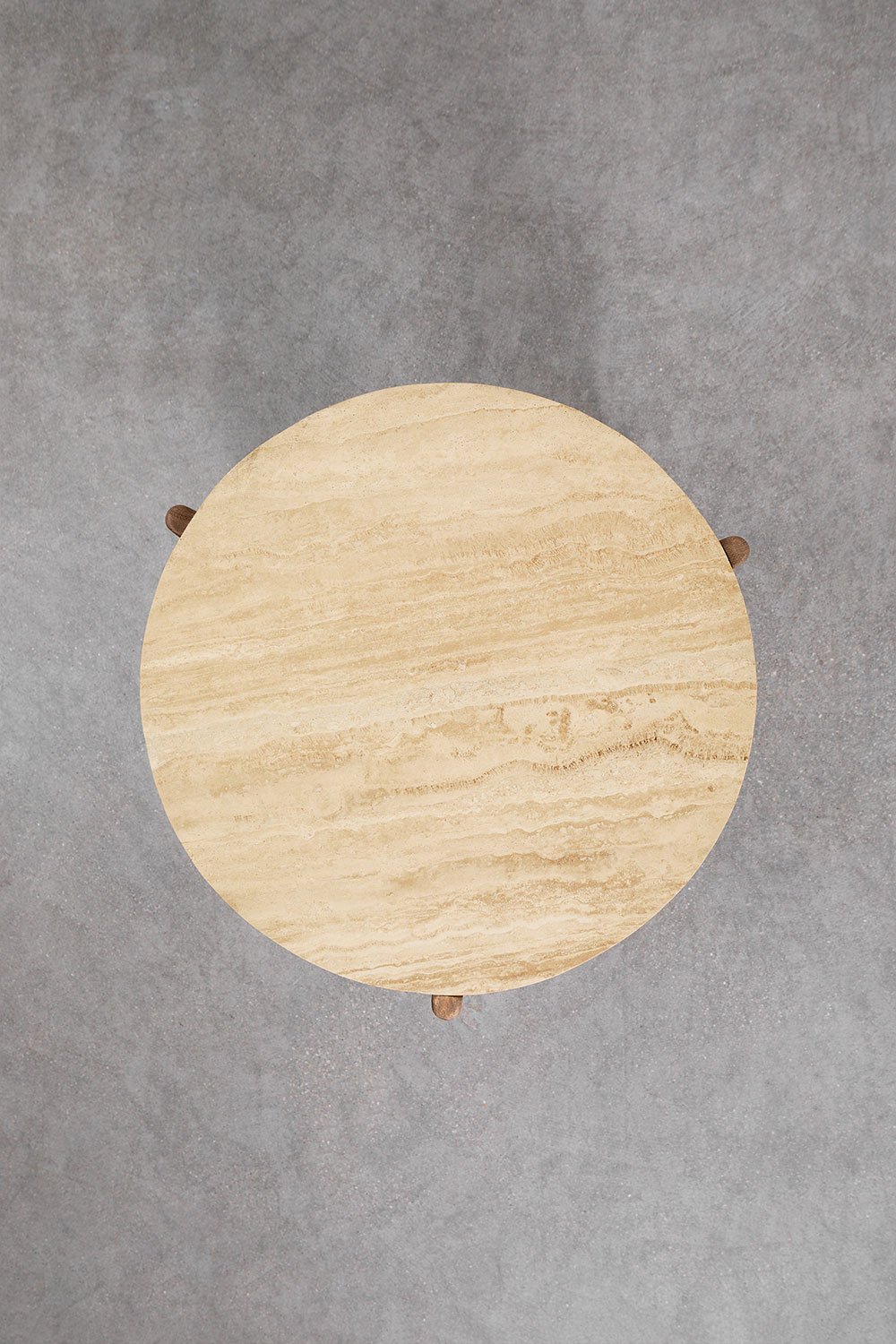 Tavolino rotondo Lavinia Ø50 cm in pietra naturale e legno di mango