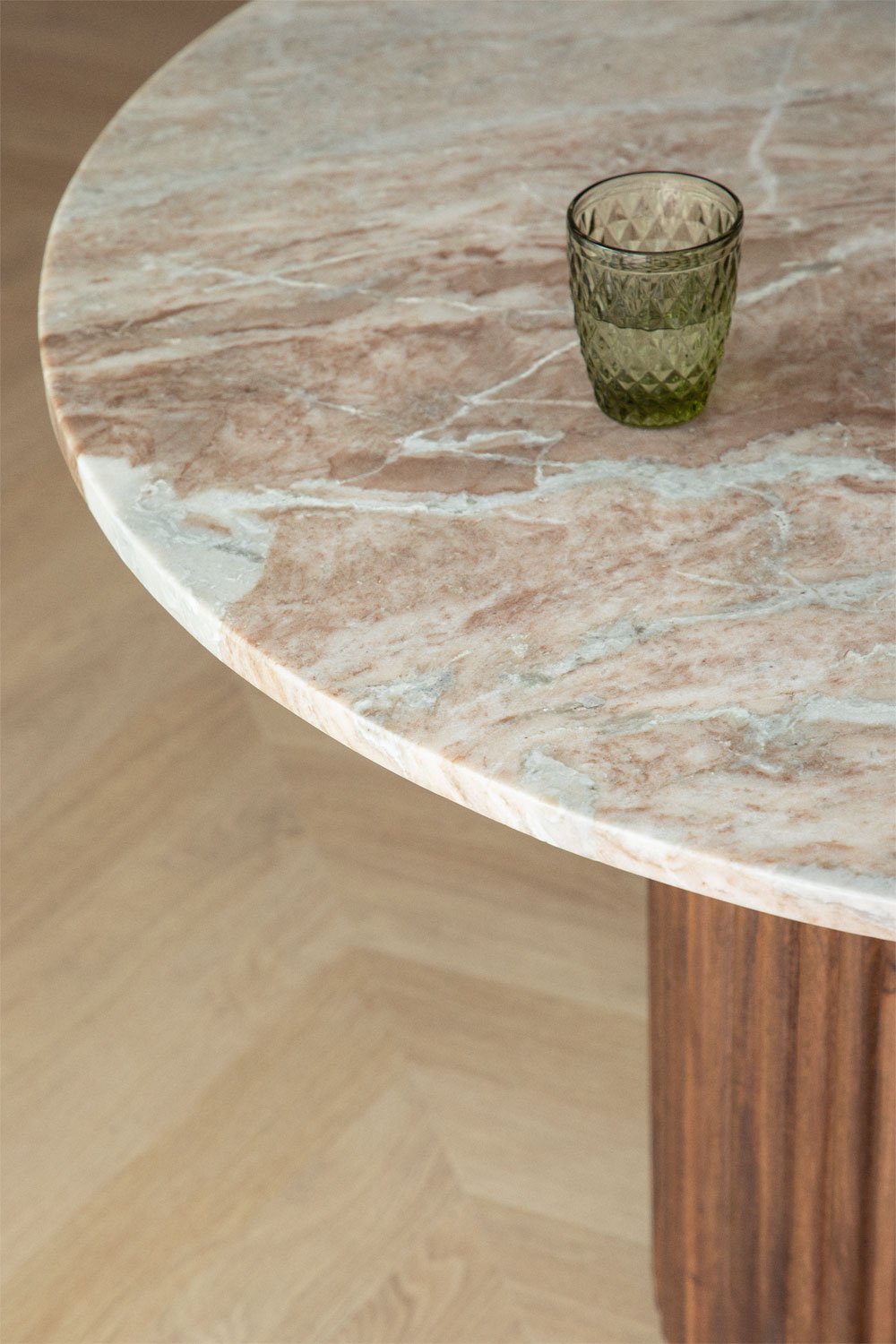 Tavolo da pranzo ovale 200x100 cm in marmo e legno di mango Giselda