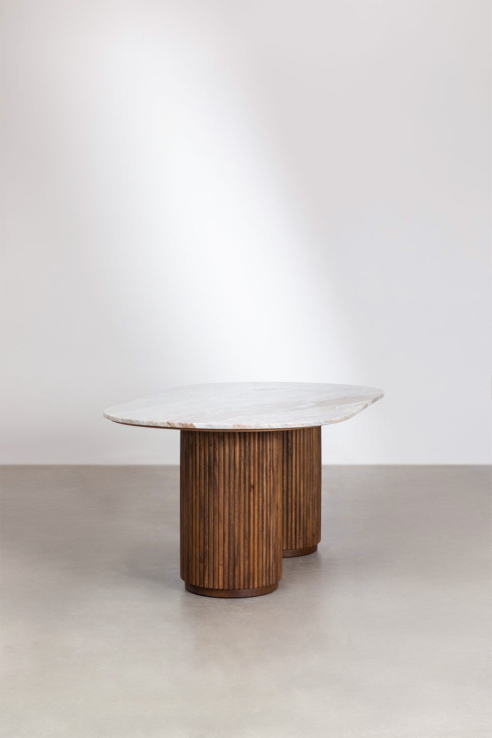 Tavolo da pranzo ovale 200x100 cm in marmo e legno di mango Giselda