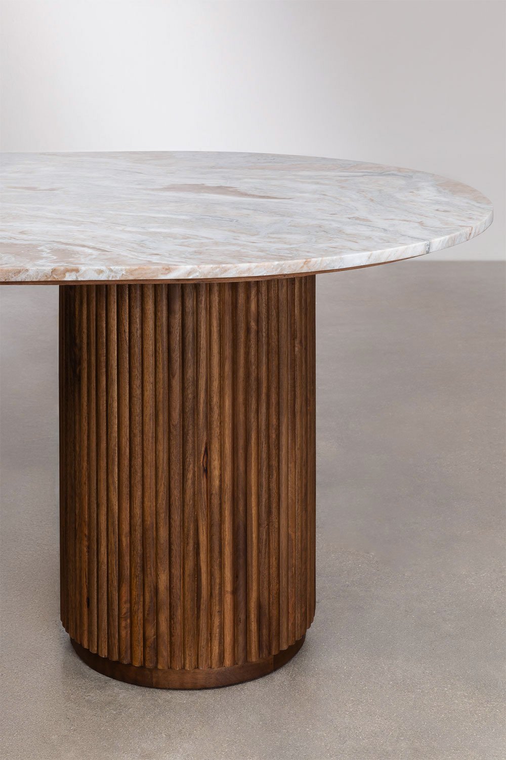 Tavolo da pranzo ovale 200x100 cm in marmo e legno di mango Giselda