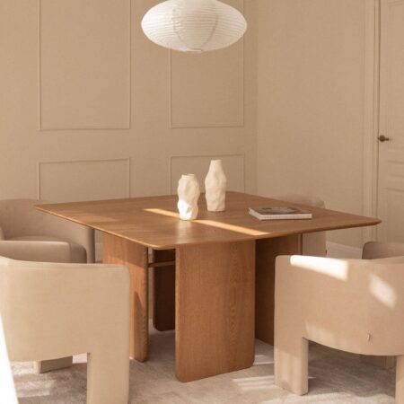Tavolo da pranzo quadrato in MDF e impiallacciatura di frassino (140x140 cm) Ginger