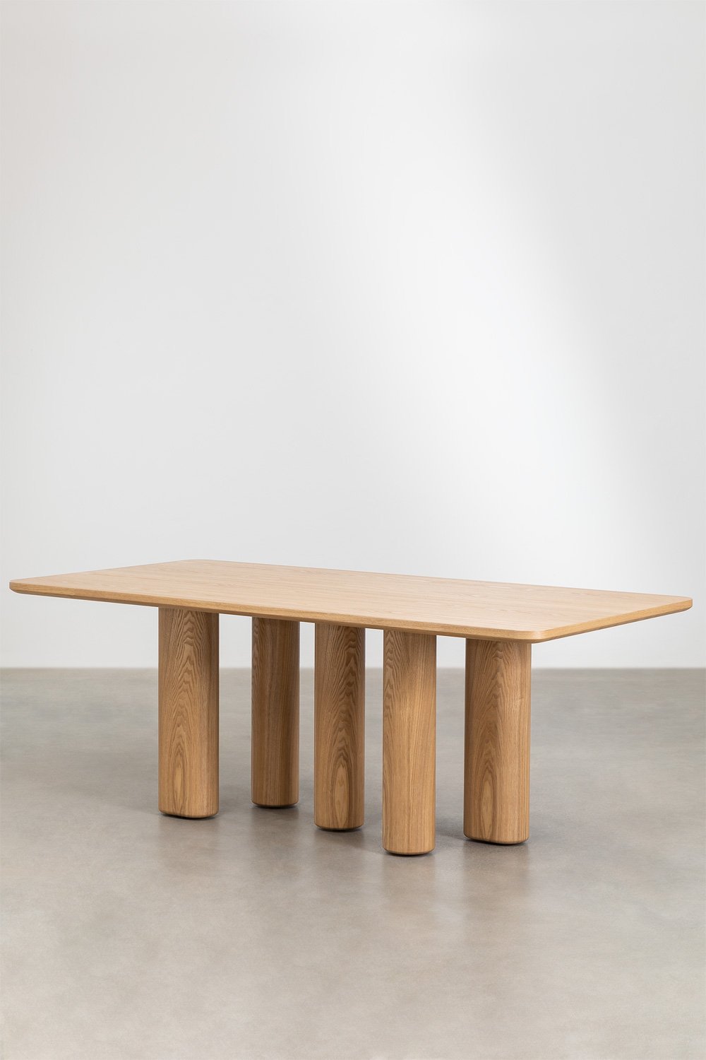 Tavolo da pranzo rettangolare 200x100 cm in MDF e impiallacciatura di frassino Noelys