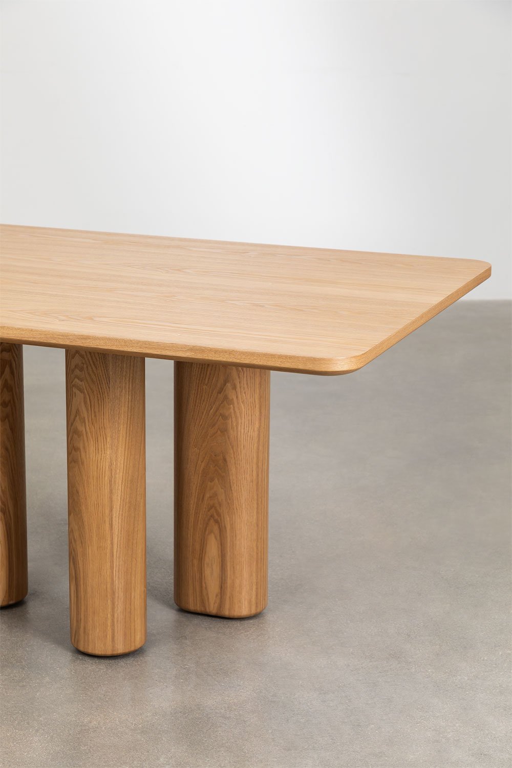 Tavolo da pranzo rettangolare 200x100 cm in MDF e impiallacciatura di frassino Noelys