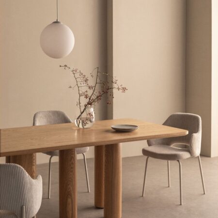 Tavolo da pranzo rettangolare 200x100 cm in MDF e impiallacciatura di frassino Noelys
