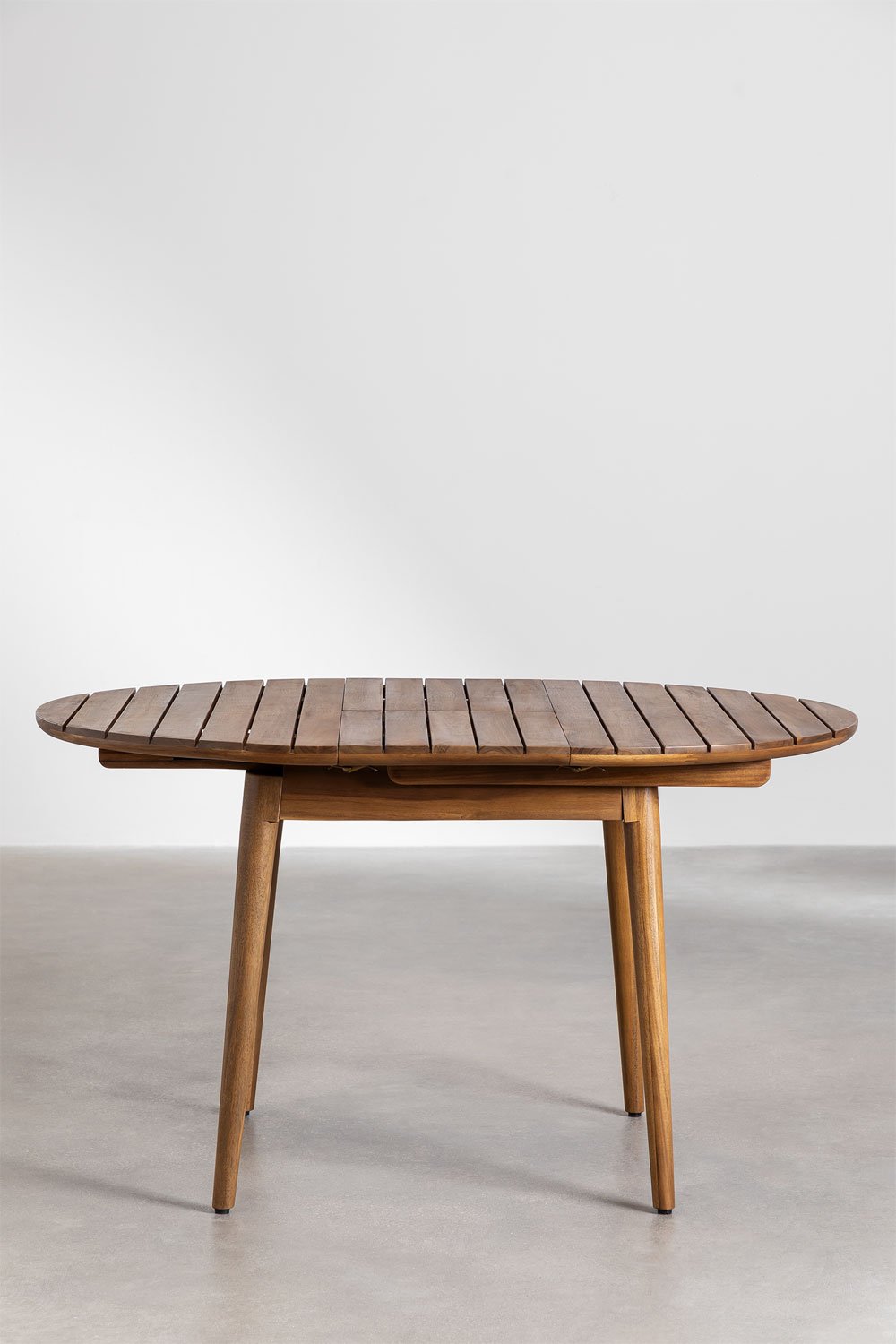 Tavolo da pranzo rotondo 100-136x100 cm allungabile in legno di acacia Tenay