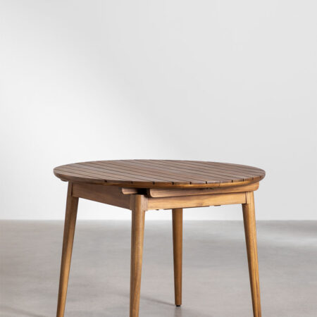 Tavolo da pranzo rotondo 100-136x100 cm allungabile in legno di acacia Tenay
