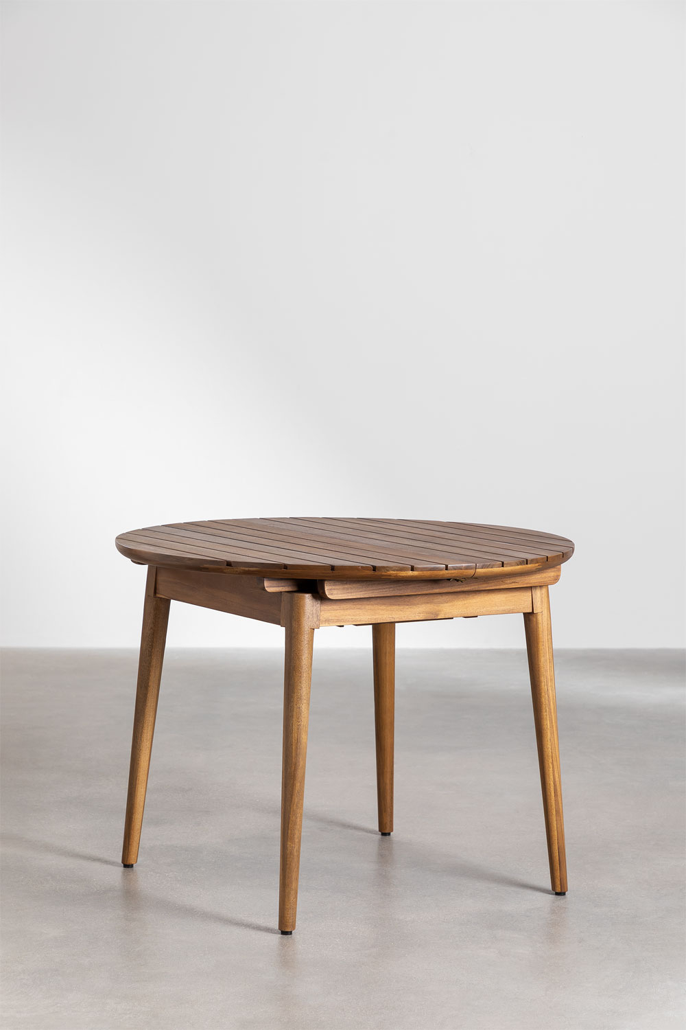 Tavolo da pranzo rotondo 100-136x100 cm allungabile in legno di acacia Tenay