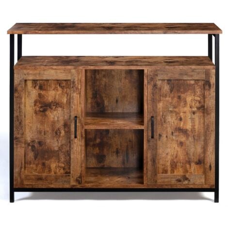 Credenza a 2 ante con ripiani effetto invecchiato, design industriale DAYTON