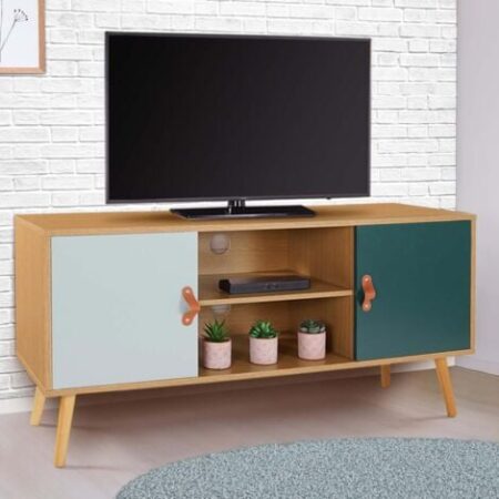 Porta TV scandinavo ALIZE in legno e verde