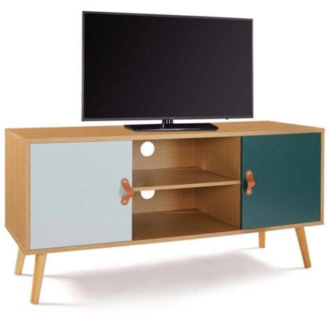Porta TV scandinavo ALIZE in legno e verde