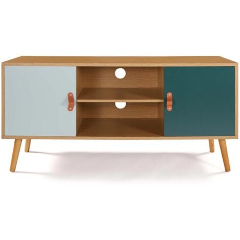 Porta TV scandinavo ALIZE in legno e verde