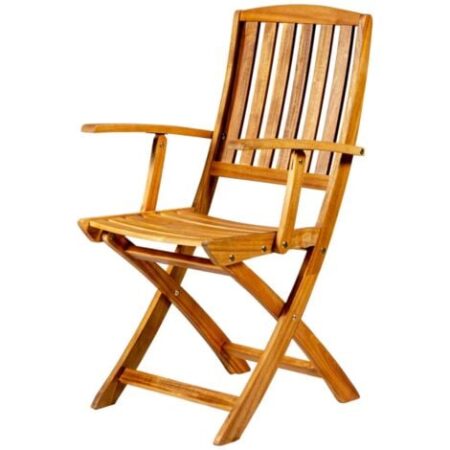 sedia da esterno pieghevole con braccioli  eurogarden "navis" in legno di acacia 56x53,5x96 cm