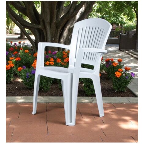 sedia da esterno con schienale medio "comfort vega" in polipropilene bianco 58x46x90 cm