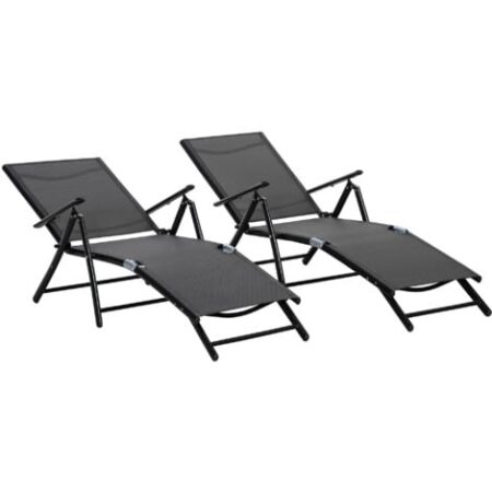 Outsunny Set 2 Sdraio da Giardino Pieghevole Regolabile 7 Posizioni
