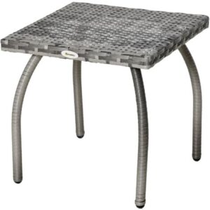 Outsunny Tavolino in Rattan Sintetico da Esterno e Giardino Grigio