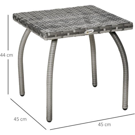 Outsunny Tavolino in Rattan Sintetico da Esterno e Giardino Grigio