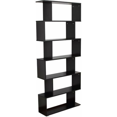 HOMCOM Libreria Moderna con 6 Ripiani in Legno Casa e Ufficio 80x24x191cm Nero