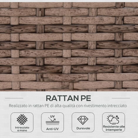Outsunny Salotto da Giardino in Rattan da 7 Pezzi con Tavolino e Divano, Grigio