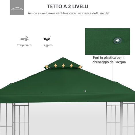 Outsunny Copertura per Gazebo da Giardino Anti-UV in Poliestere 3x3m