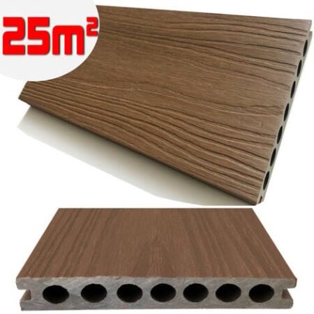 Listone WPC 3D 25m² SUPRAM co-estruso effetto legno per pavimentazione decking 138x2200mm spessore 22mm colore teak