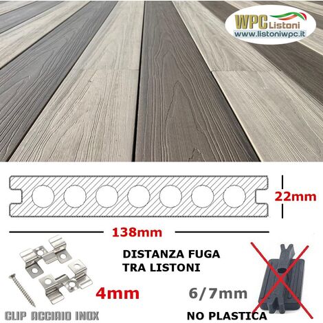 Listone WPC 3D 25m² SUPRAM co-estruso effetto legno per pavimentazione decking 138x2200mm spessore 22mm colore teak