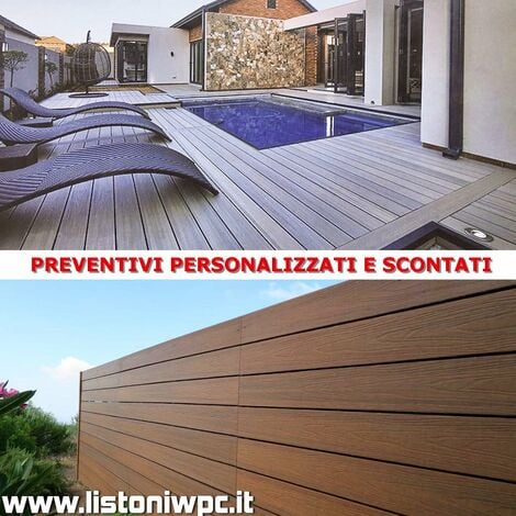 Listone WPC 3D 25m² SUPRAM co-estruso effetto legno per pavimentazione decking 138x2200mm spessore 22mm colore teak