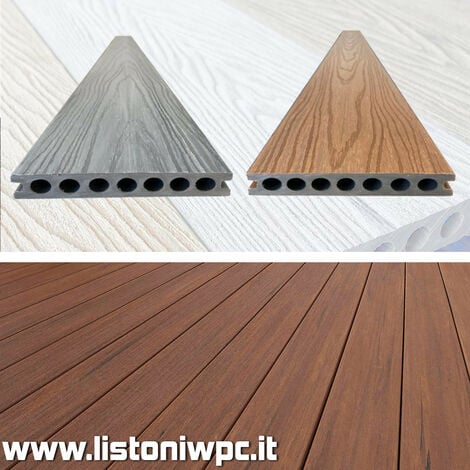 Listone WPC 3D 25m² SUPRAM co-estruso effetto legno per pavimentazione decking 138x2200mm spessore 22mm colore teak