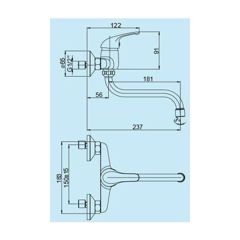 Miscelatore lavello cucina a parete Piralla Zoe 0ZO00062A16  Cromo