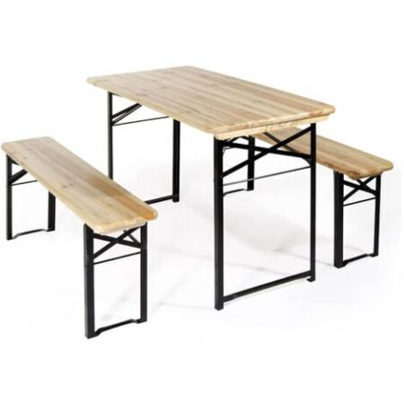 Set Birreria Tavolo e Panche Pieghevoli in Legno Feste Sagre Esterno Verdelook